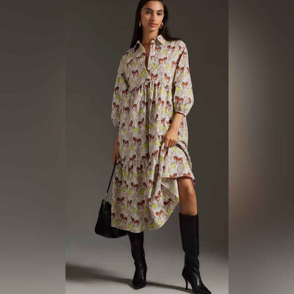 Anthropologie Maeve Equestrian Dress Large